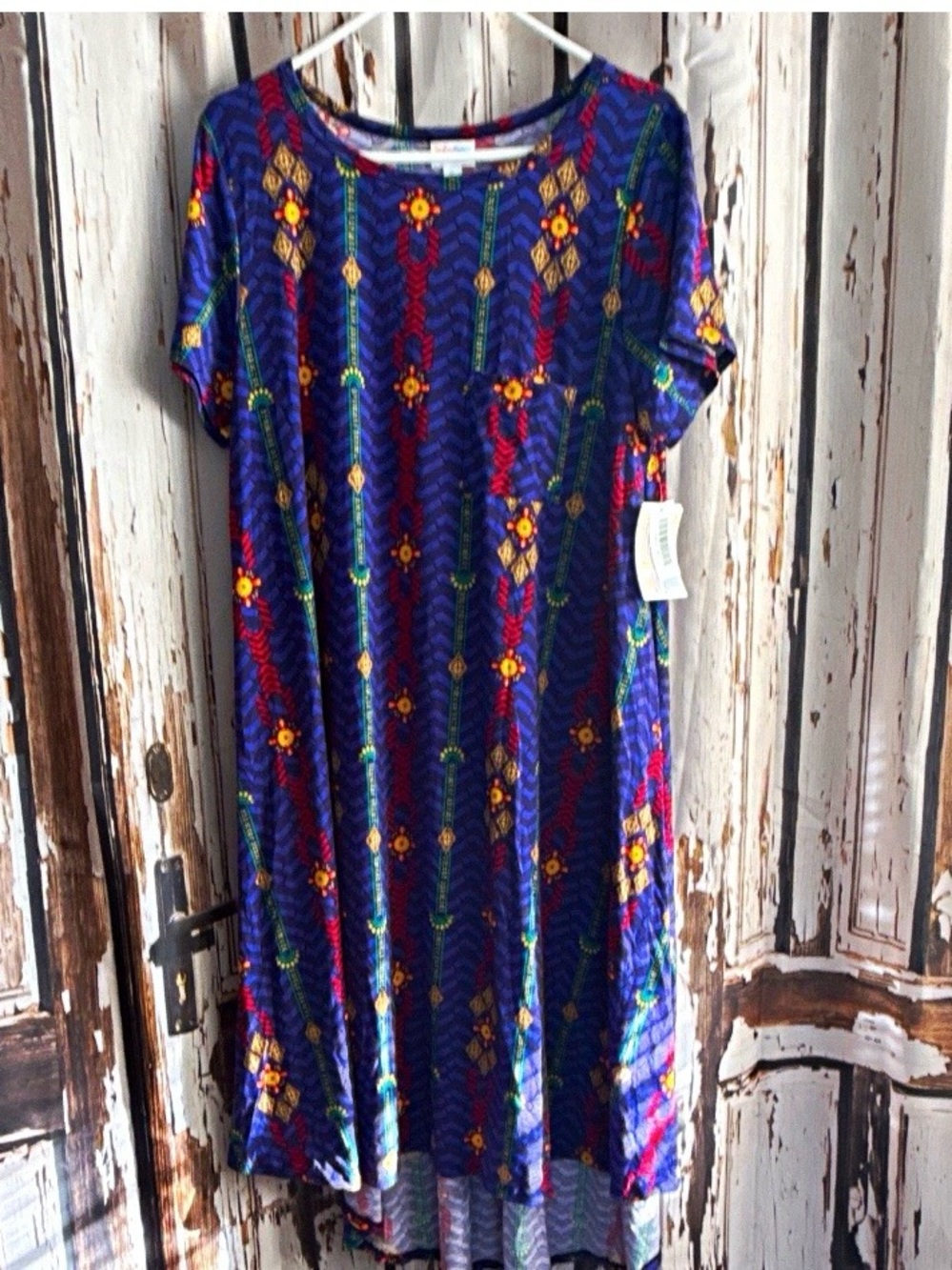 Lularoe Carly xl hi- low geometry multi color dress
